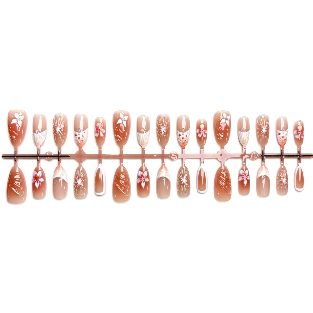Decorative Floral Articulation Press-On Nail Set