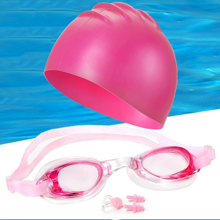 Swimming set with ergonomic swimming goggles and reliable swim cap Stornfield