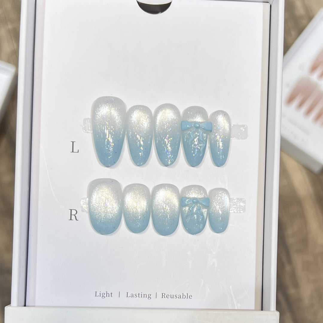 Sparkling Press-On Nail Art Set with Bow Accents Stornfield
