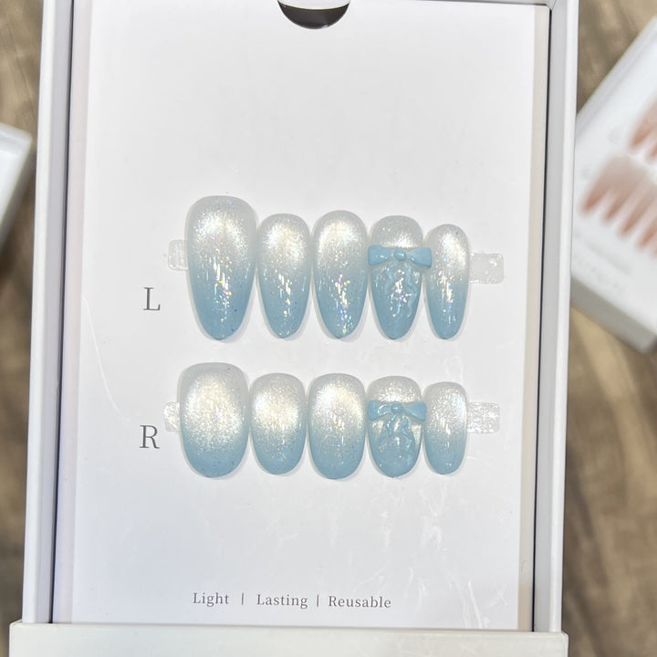 Sparkling Press-On Nail Art Set with Bow Accents Stornfield