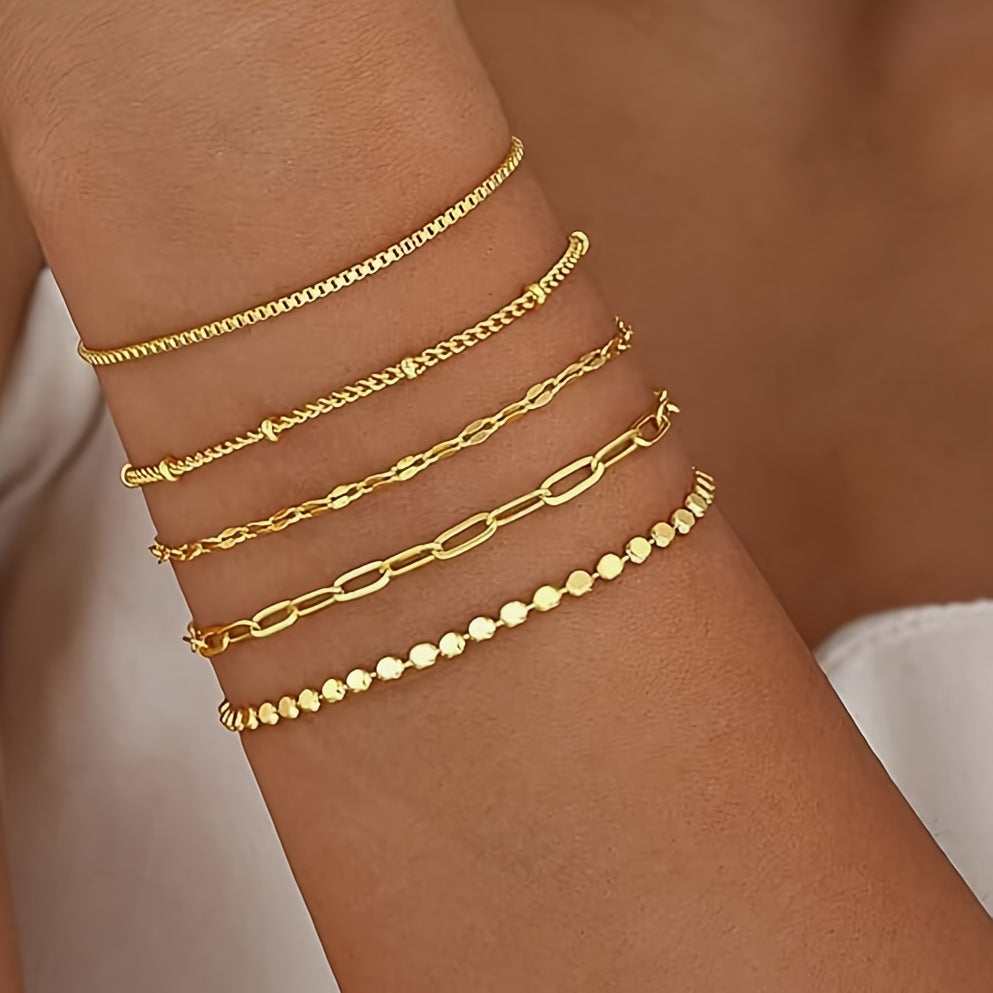 Delicate Gold Chain Bracelet Set Stornfield