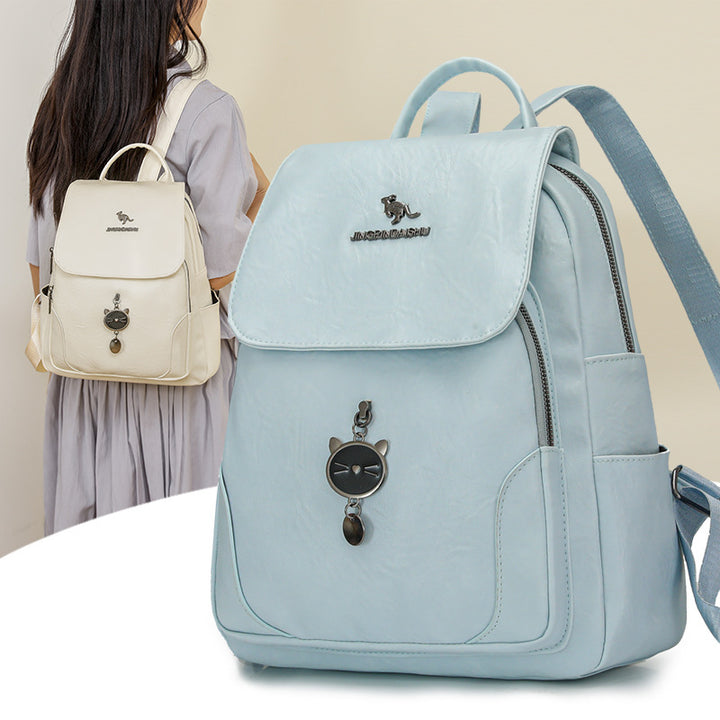 Cute Cat-Themed Leather Backpack Stornfield