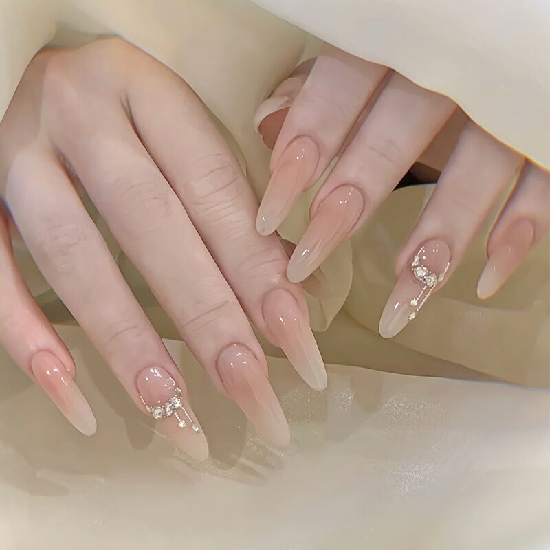 Elegant Floral French Tip Press-On Nails Stornfield