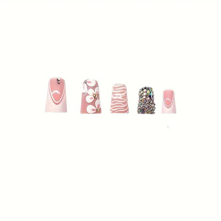 Glamorous 3D Floral Press-On Nail Art Stornfield