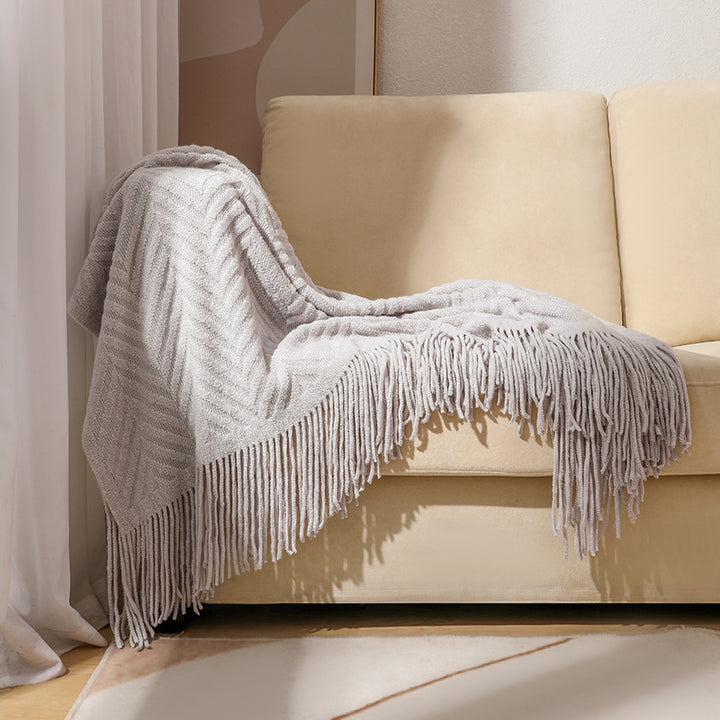 Textured Fringe Throw Blanket