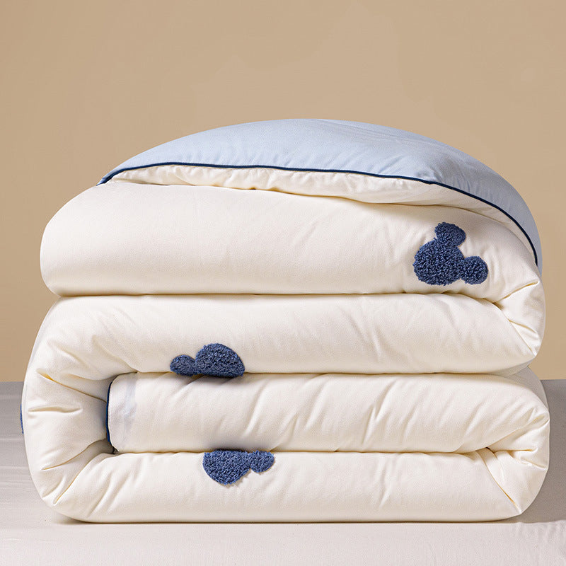 Plush Reversible Embroidered Comforter with Chenille Heart Appliqué