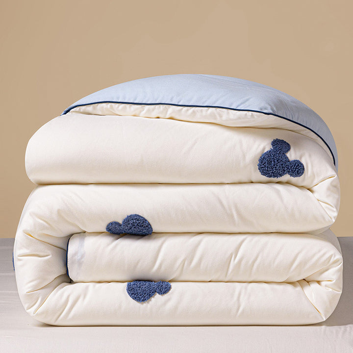 Plush Reversible Embroidered Comforter with Chenille Heart Appliqué