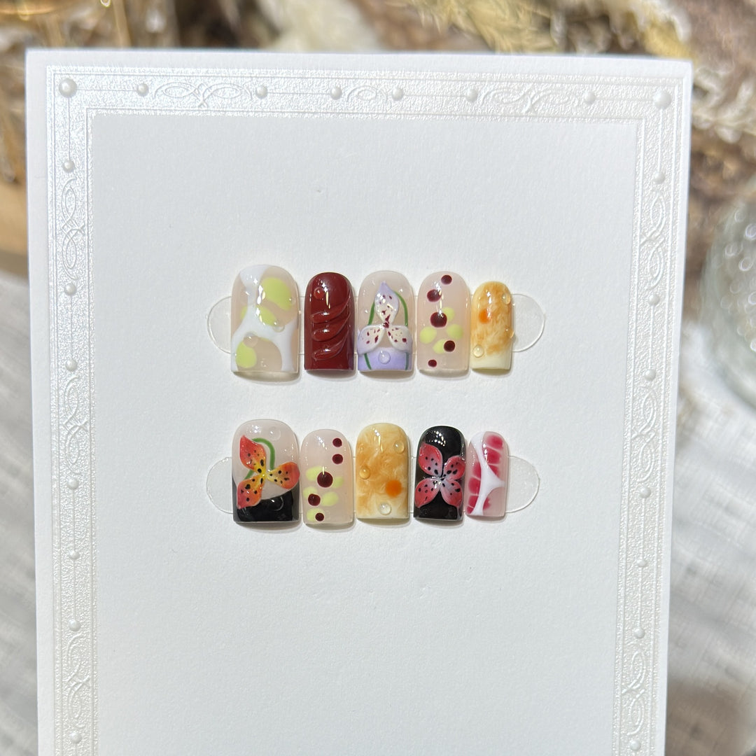 Decorative Nature-Themed Press-On Nail Set Stornfield
