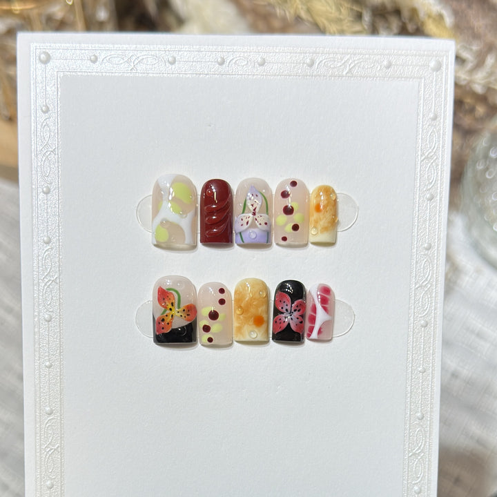 Decorative Nature-Themed Press-On Nail Set Stornfield