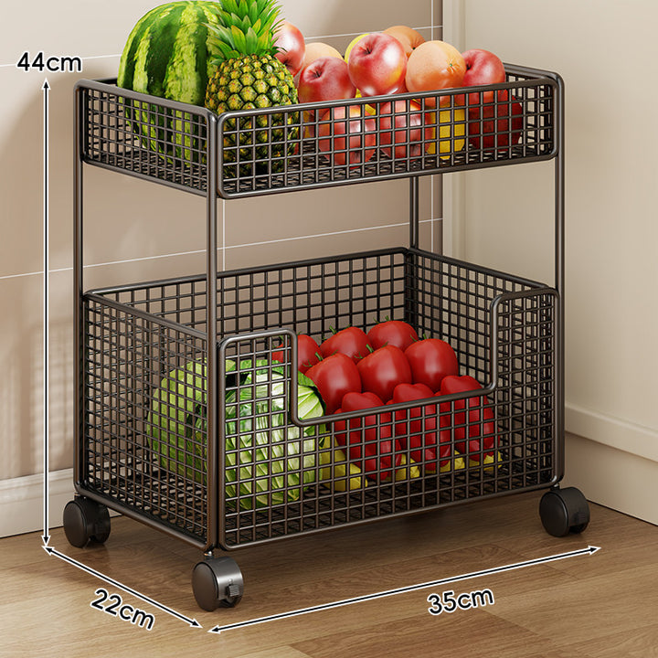 Three-Tier Slim Rolling Mesh Storage Cart