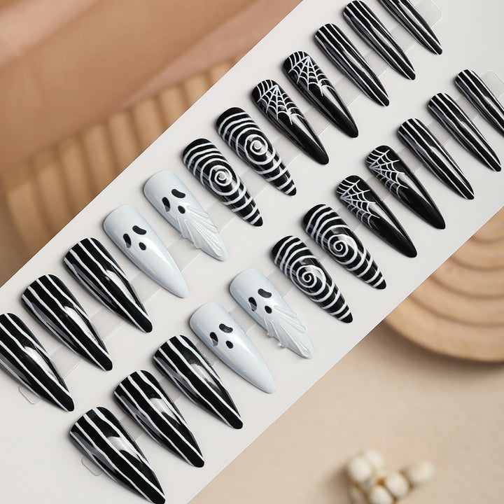 Creative nail art set with spooky designs Stornfield