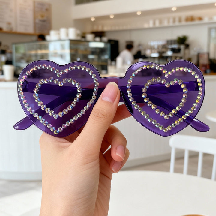 Rhinestone-Embellished Heart-Shaped Sunglasses Stornfield 1787141238