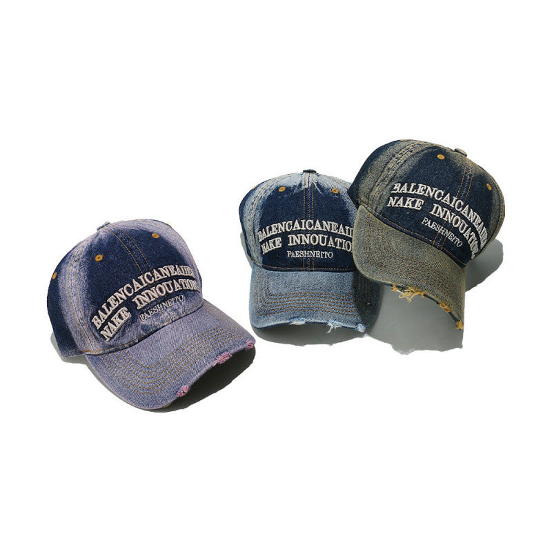 Women's Distressed Denim Graphic Baseball Cap Stornfield