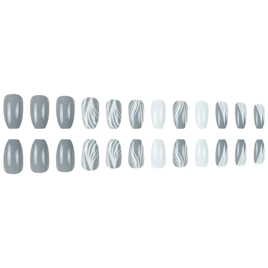 Glossy Stiletto Press-On Nail Set with Glittered Design Stornfield