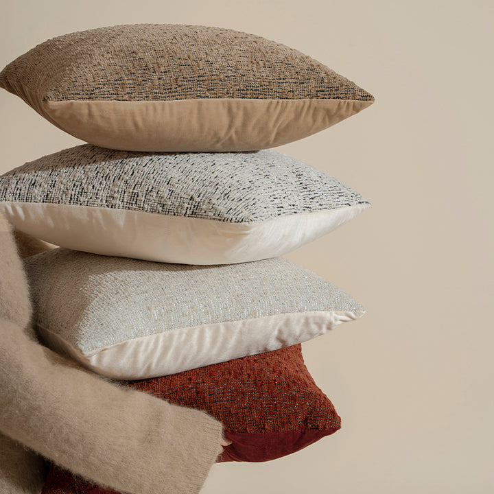 Rectangular chenille decorative cushion with textured surface