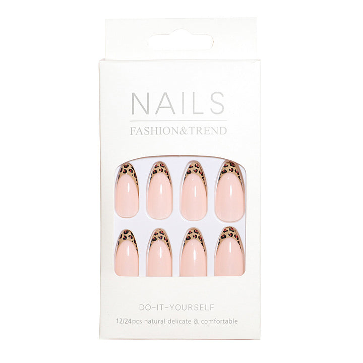 Elegant Leopard-Trimmed Press-On Nails Stornfield