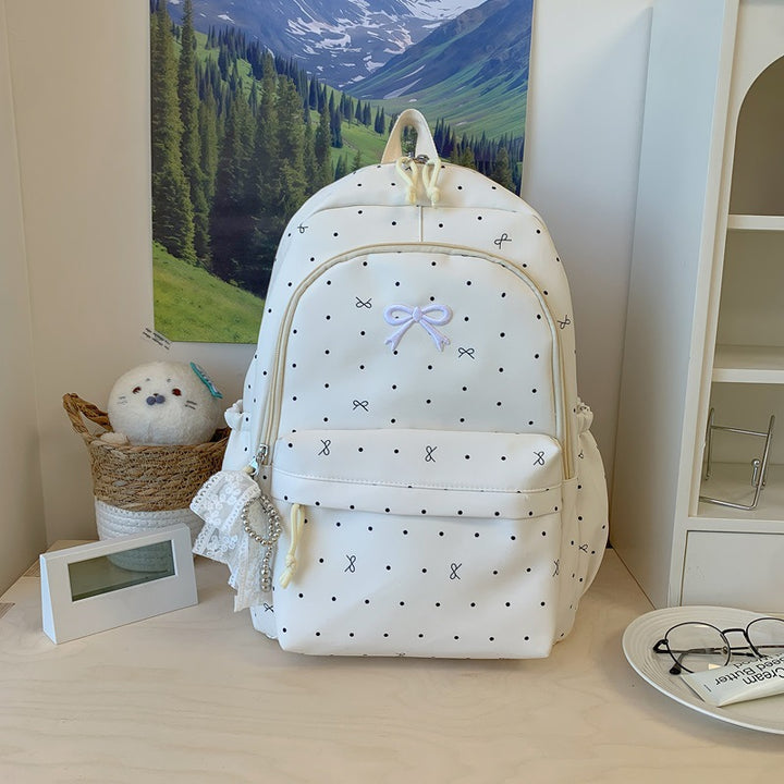 Polka Dot Design Backpack with Multi-Pocket Features Stornfield
