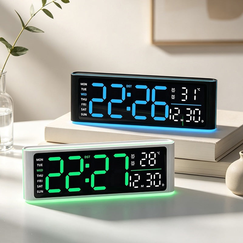 Digital LED alarm clock with temperature and day of week display Stornfield