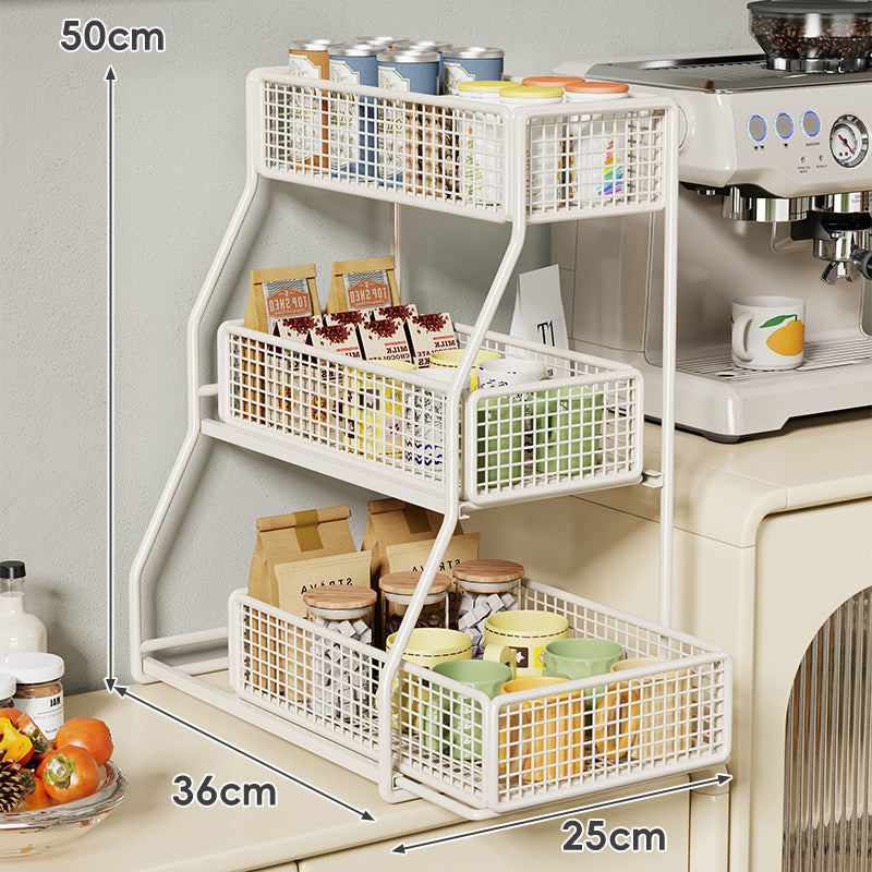 Three-Tier Metal Wire Countertop Kitchen Storage Organizer