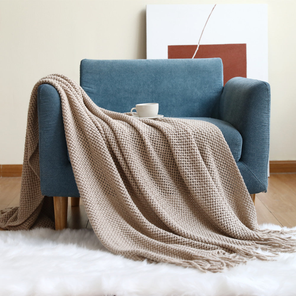 Women cozy knit blanket with decorative pattern Stornfield
