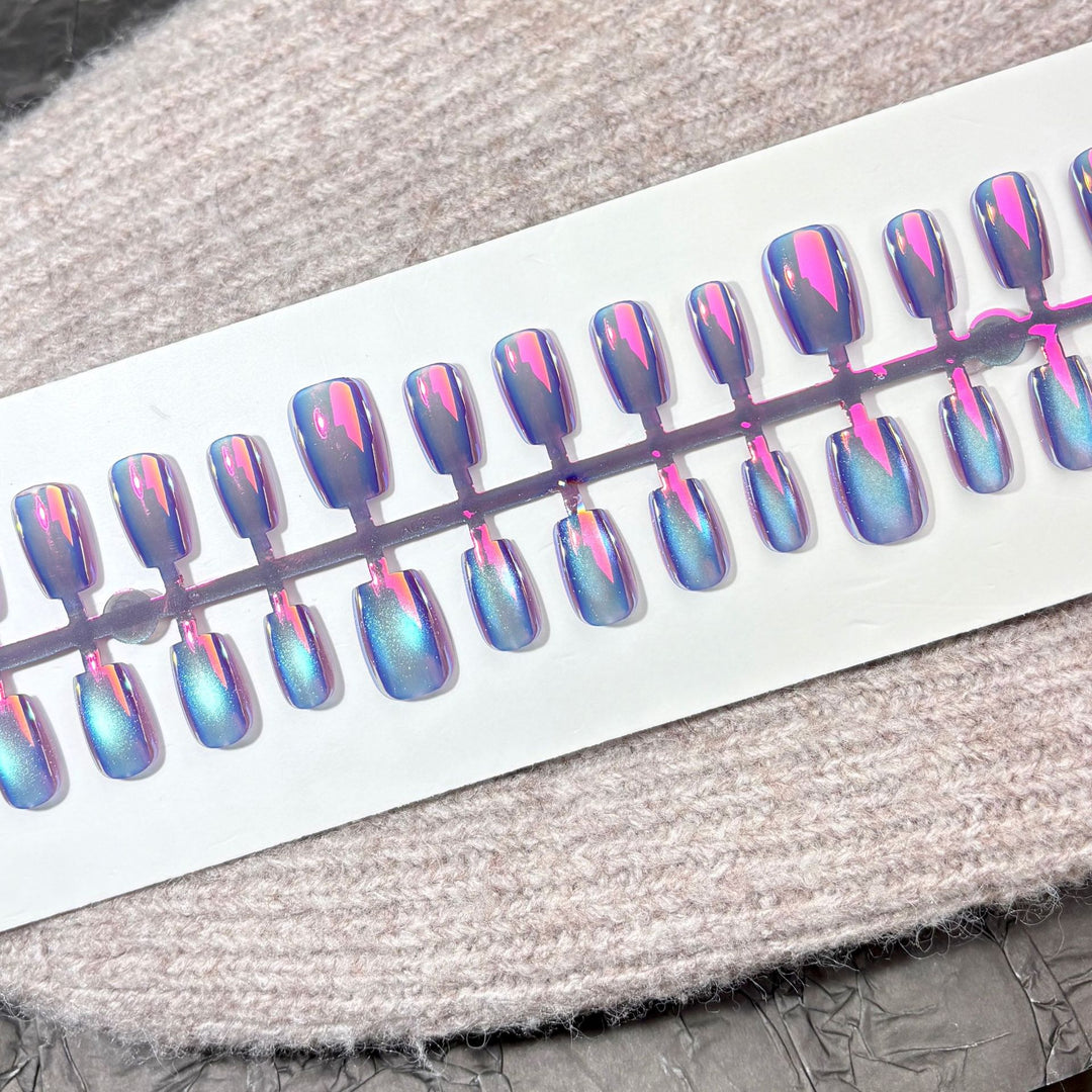 Iridescent Glitter Press-On Nail Set
