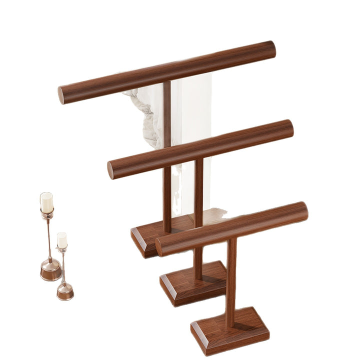 Solid Wood Single-Post T-Bar Jewelry Display Stand for Necklaces and Bracelets