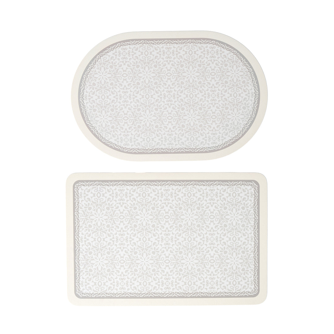 Bathroom Mat Set Stornfield with non-slip soft back underside and fine lace pattern look