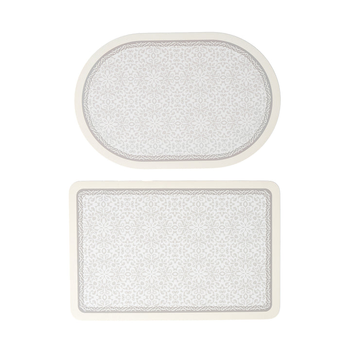 Bathroom Mat Set Stornfield with non-slip soft back underside and fine lace pattern look