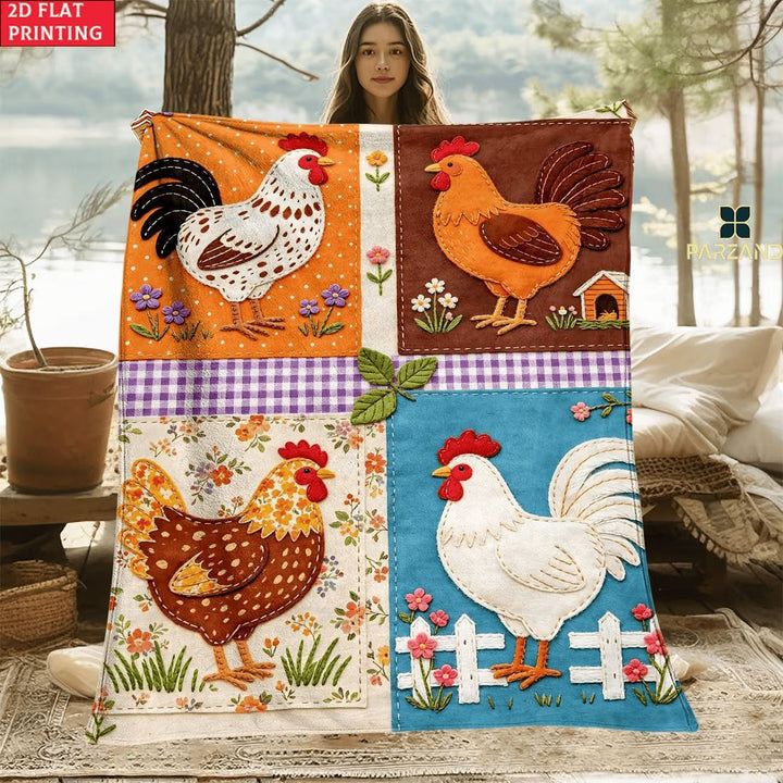 Farm-Themed Cozy Throw Blanket