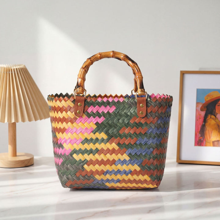 Handy basket bag with colorful design Stornfield