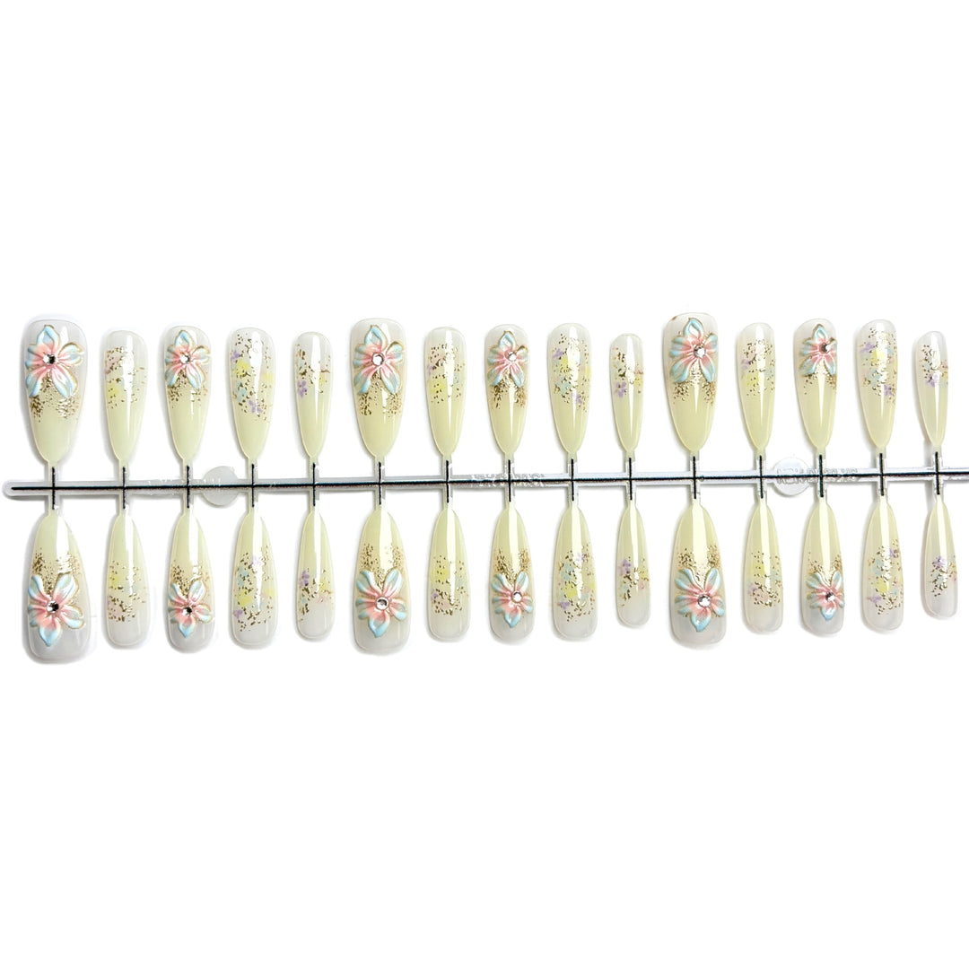 Premium Handcrafted Floral Press-On Nail Set