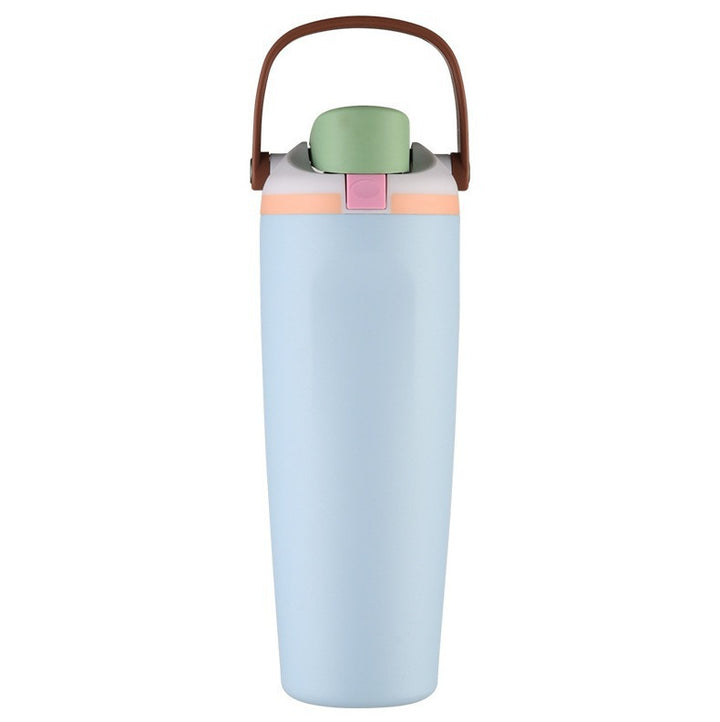 Unisex double-walled vacuum drinking bottle made of stainless steel with one-handed click closure and carrying handle Stornfield