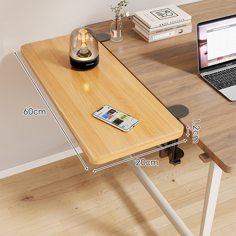 Clamp-On Adjustable Wooden Desk Side Shelf Extension with Foldable Bracket