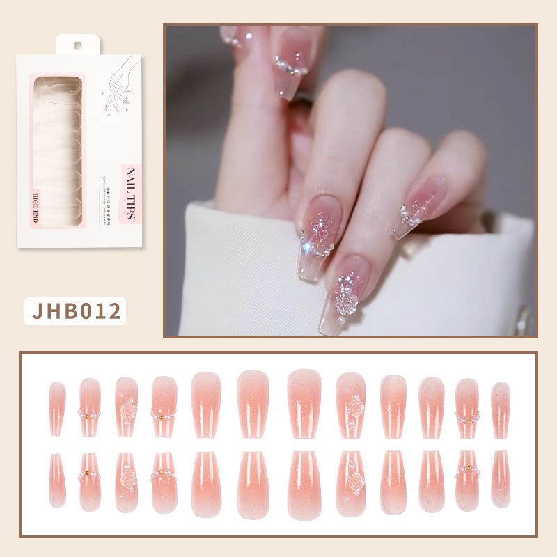 Decorative Press-On Nail Set with Rhinestone Accents Stornfield
