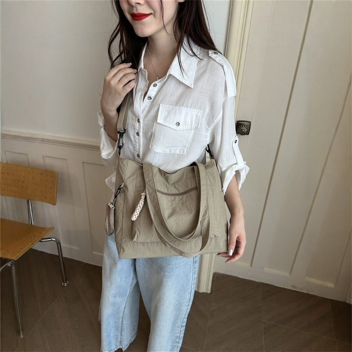 Versatile Canvas Tote Bag with Zipper Pockets