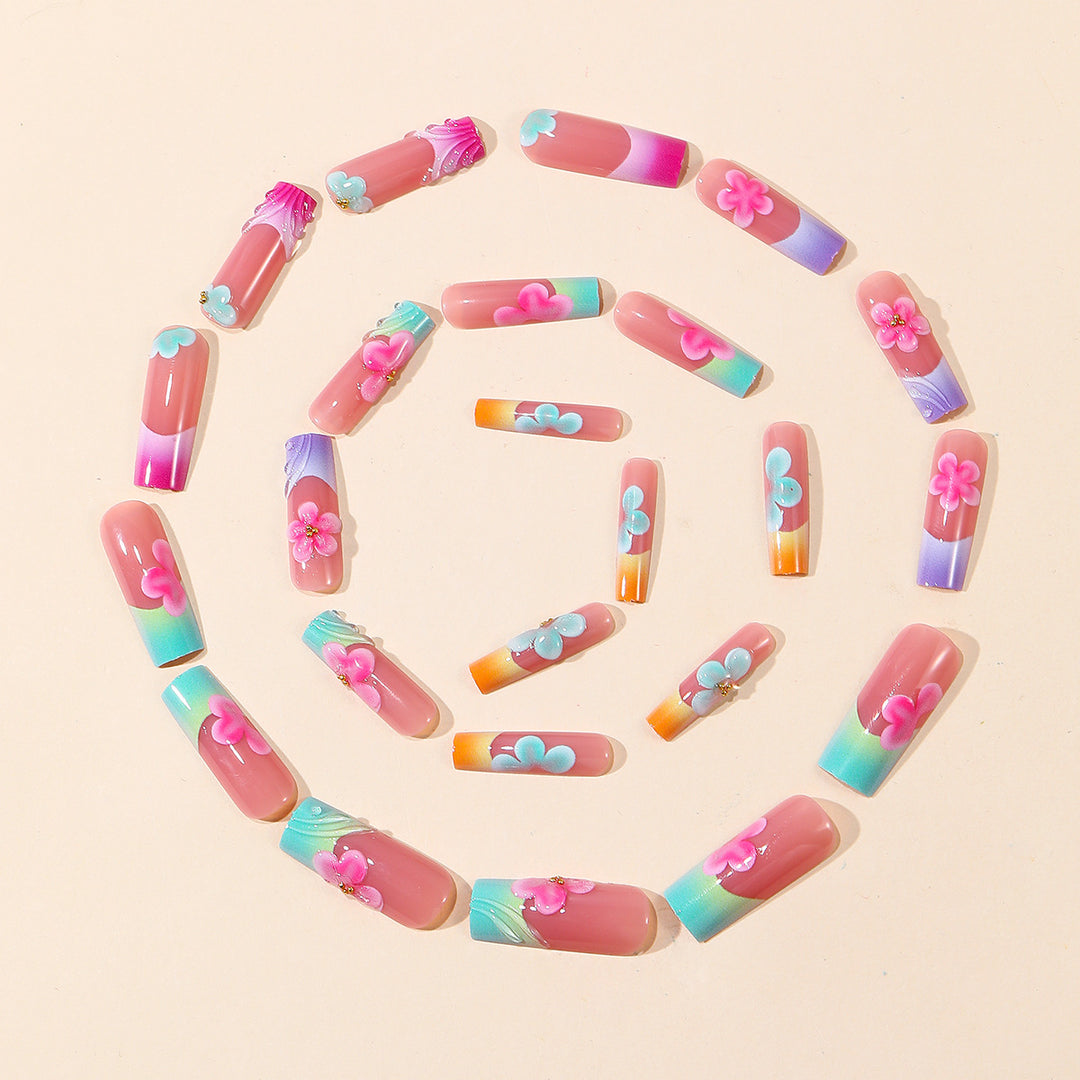 Floral-Inspired Acrylic Nail Art Extensions Stornfield