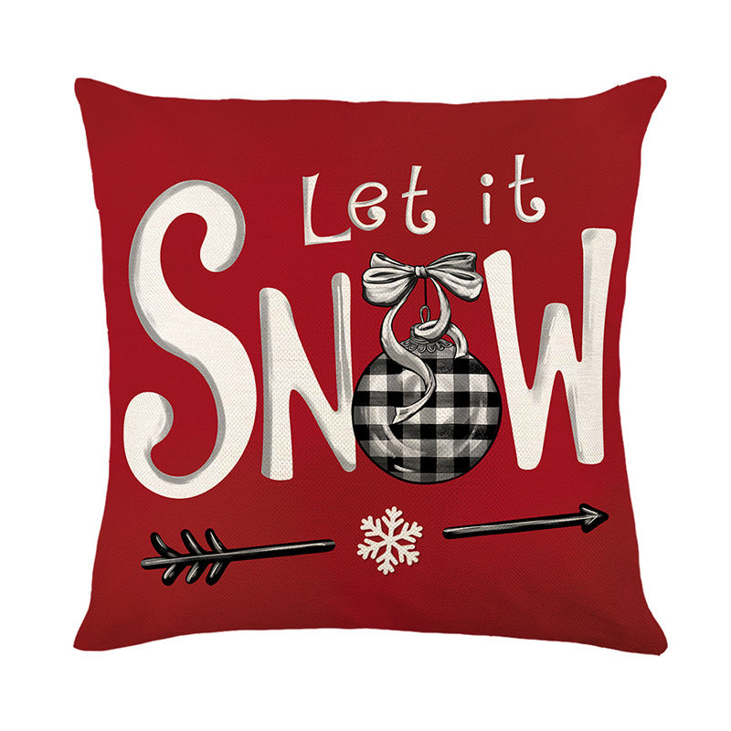 Festive Christmas Sleigh Gifts Linen-Texture Throw Pillow Cover with Hidden Zipper