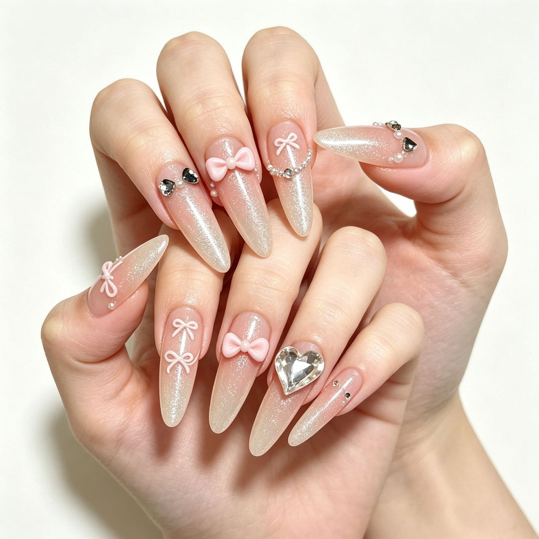 Elegant Stiletto Press-On Nail Art Set Stornfield