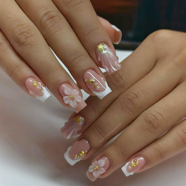 Artistic Floral Acrylic Nail Art Stornfield