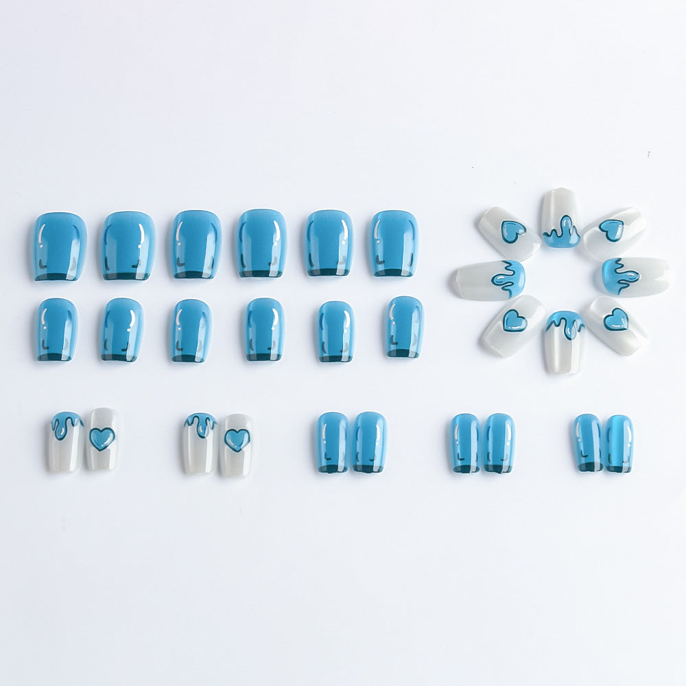 Artistic Press-On Nail Set with Heart Designs Stornfield