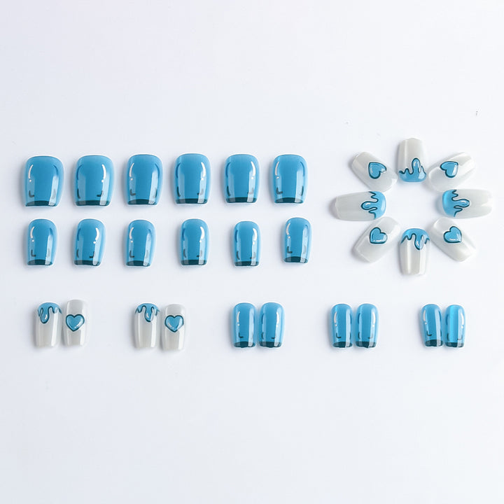Artistic Press-On Nail Set with Heart Designs Stornfield