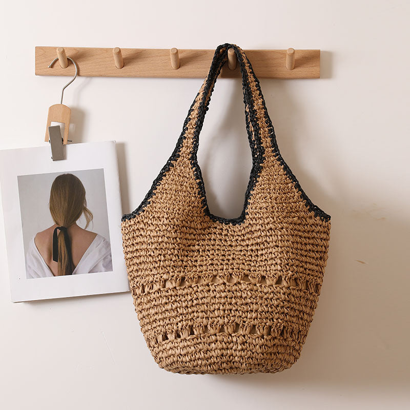 Handmade straw bag with decorative details Stornfield