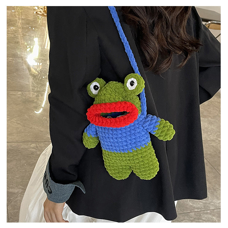 Fun Crocheted Frog-Themed Mini Backpack