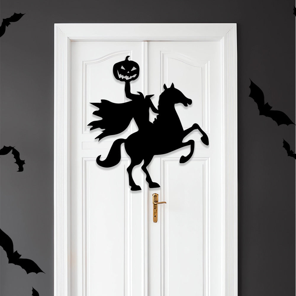 Large-format self-adhesive wall sticker spooky zombie with pumpkin silhouette