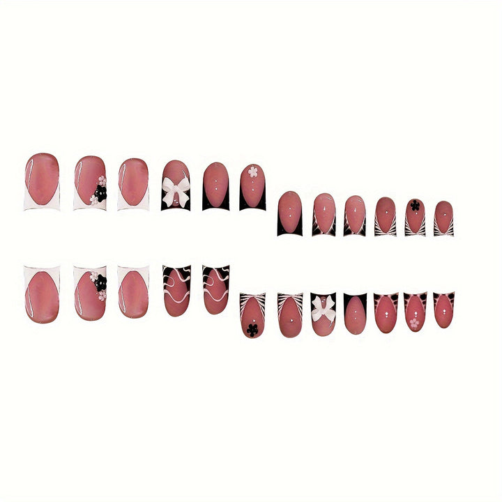 Decorative Press-On Nail Art with Floral and Graphic Designs Stornfield