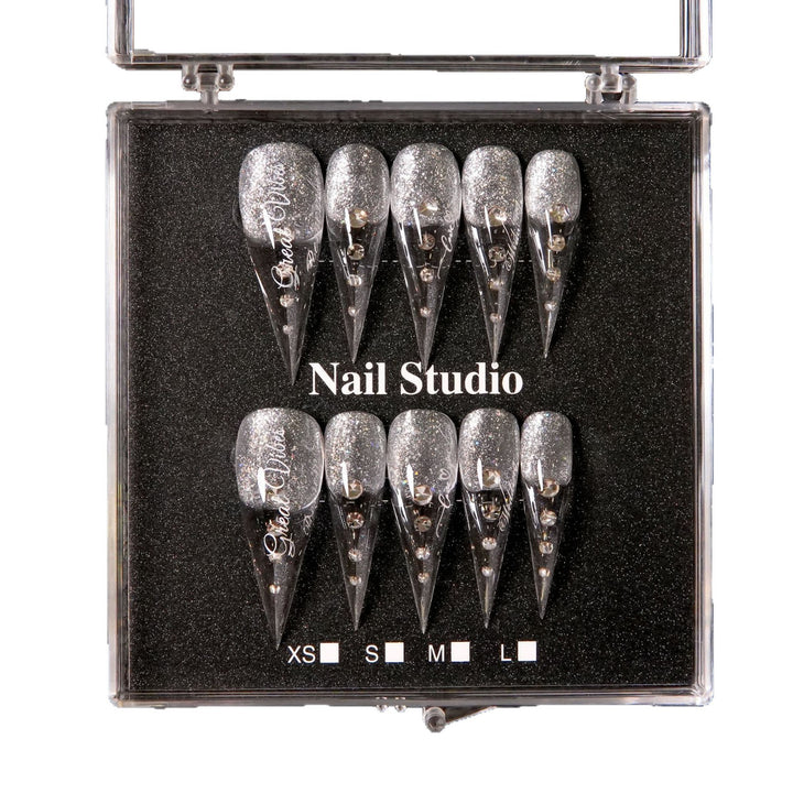 Glamorous Stiletto Press-On Nail Set with Gem Accents  1791254959
