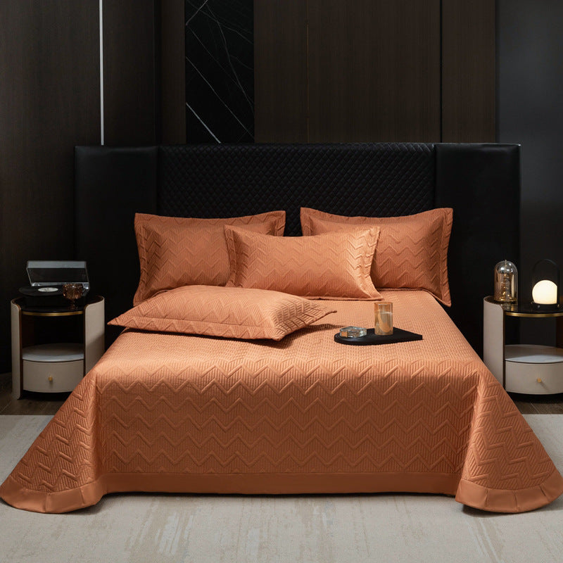 Quilted Chevron Bedspread Set with Reversible Coverlet and Pillow Shams