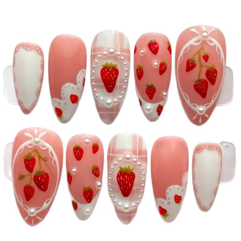 Romantic Heart-Themed Press-On Nail Art Stornfield
