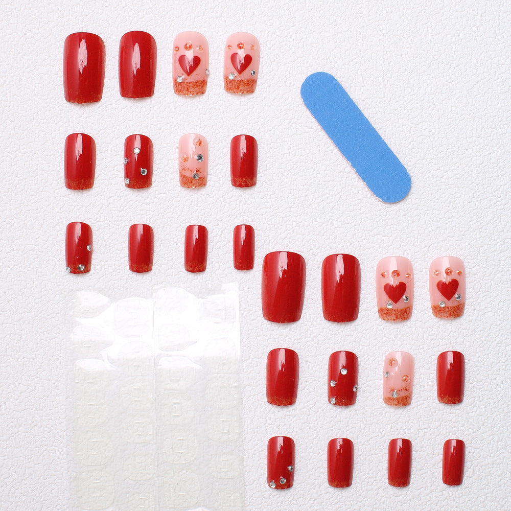 Glamorous Heart-Accent Press-On Nails Stornfield