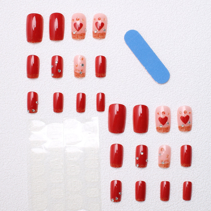 Glamorous Heart-Accent Press-On Nails Stornfield